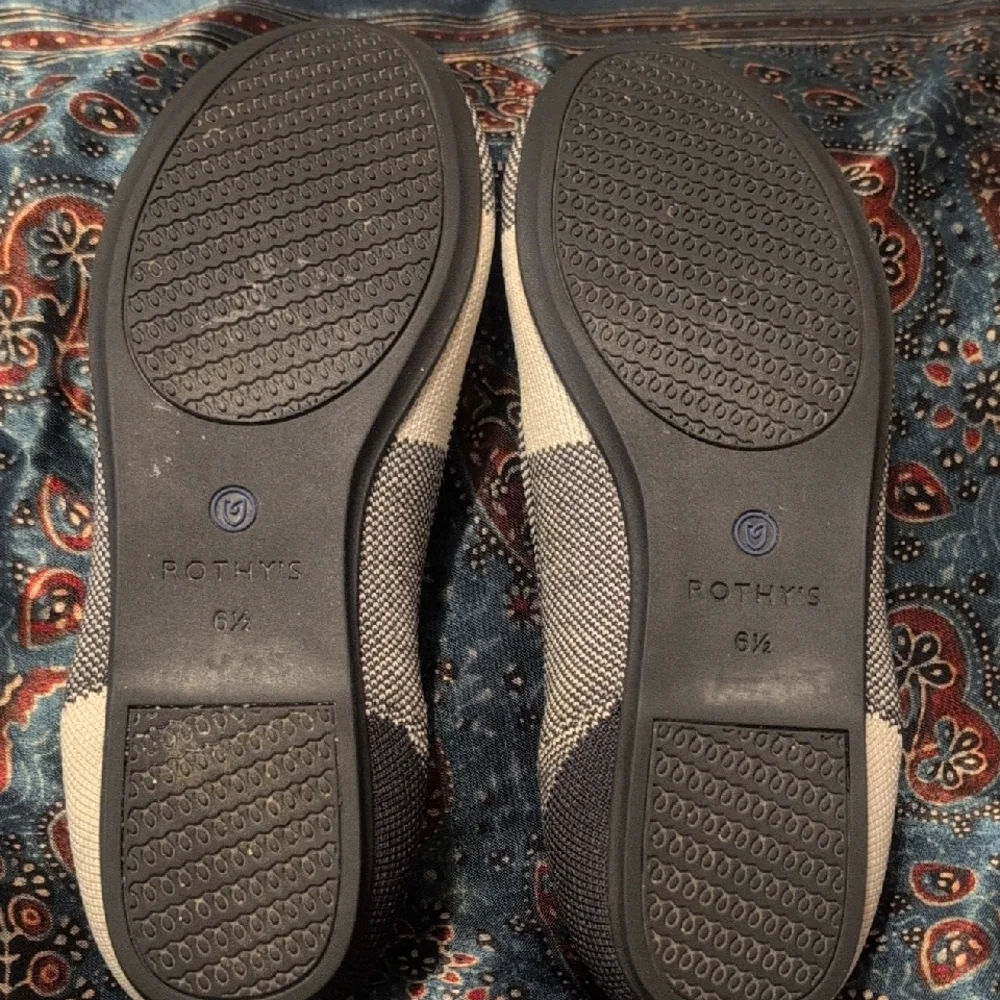 Rothy's Black and Blue Patterned Flats - Picture 2 of 5
